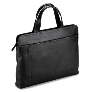 Briefcase — Slim Black Cowhide File Carry — product view