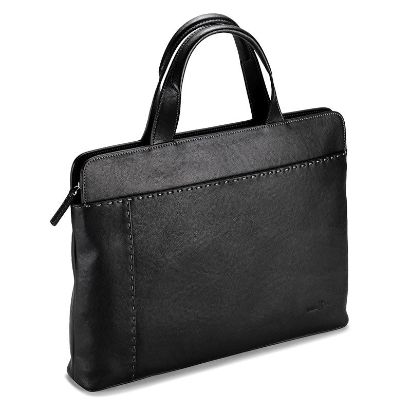 Briefcase — Slim Black Cowhide File Carry — product view